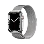 Apple Watch Series 7 (GPS + Cellular, 45mm) Montre connectée - Boîtier en Acier Inoxydable Argent, Bracelet Milanais Argent. Suivi de l’activité Physique, résistance à l’Eau