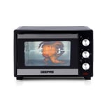 Geepas 25L Mini Oven and Grill – 1600W Electric Oven with Rotisserie & 60 Minutes Timer - 6 Selectors for Baking, Roasting & Grilling - Circulating Air Function, Double Glass Door – 2 Years Warranty