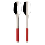 Villeroy & Boch S+ Cranberry Couverts à salade 2 pièces, Inox, Manche recouvert de silicone rouge