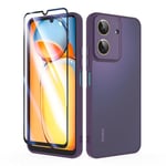 SMYTU Coque pour Xiaomi Redmi 13C 4G 6,74 Pouces,Mat HalfTransparente Protection Antichoc Souple Silicone TPU étui Bumper Housse Case Cover pour Xiaomi Redmi 13C 4G, Violet foncé