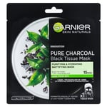 Kosteuttava ja puhdistava kasvonaamio Garnier Skin Naturals Pure Charcoal Black Tissue Mask 28 g