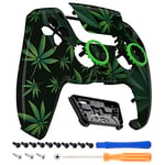 eXtremeRate LUNA Redesigned Green Weeds Front Shell Touchpad Compatible with ps5 Controller BDM-010 020 030 040 050, DIY Replacement Custom Touch Pad Cover Compatible with ps5 Controller