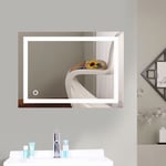 Oobest - Skecten Miroir Mural avec Éclairage led Interrupteur Tactile Miroir Lumineux pour Salle de Bain 50*70 cm