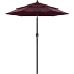 Vidaxl - Parasol à 3 niveaux avec mât en aluminium Bordeaux 2 m Rouge bordeaux