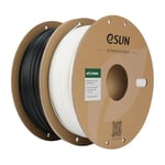 eSUN Amélioré PLA Mat Filament 1.75mm, Imprimante 3D Filament PLA Matte, 1KG par Bobine,2 Bobines de Filament d'impression 3D pour Imprimante 3D, Noir Profond+Blanc Laiteux