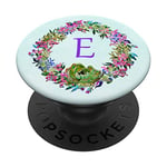 Mint Floral Phone Grip with Letter E Pop Up Holder Cactus PopSockets Grip and Stand for Phones and Tablets