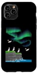 Coque pour iPhone 11 Pro Aurora Borealis lover Atlantique macareux mer falaise lumières polaires