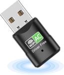 Clé USB WiFi, Mini Clé WiFi pour PC, Adaptateurs USB WiFi 650Mbps 5GHz+2,4GHz USB 2.0 Double Bande, Cle WiFi USB pour Portable PC/Desktop/Laptop Windows 11/10/8/8.1/7/XP