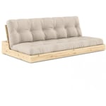 Canapé lit futon base beige couchage 130cm dossiers coffres