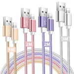 Cable Iphone Chargeur Iphone 1m/2m/2m/3m [Certifié Mfi] Câble Lightning Nylon Tressé Iphone Charge Rapide Fil Compatible Avec Pour Iphone 13 Pro Max Xr 11 12 Xs X 8 7 Plus 6s 6 Se,4 Couleurs