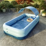 XLBHSH Inflatable Pool with Canopy,Family Lounge Pool, Inflatable Lounge Pool for, Kiddie, Kids, Adult, Outdoor, Garden, Backyard, Summer Water Party 260 x160x 68cm,Blue