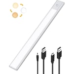 2 i 1 LED-köksbelysning under skåp, USB-laddningsbar och 5V DC-driven, 40 cm självhäftande rörelsesensorljusremsa, trådlös LED-list