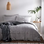 The Linen Yard HOLBURY SB Duvet Set Grey, Coton, Blau/Natural, Single