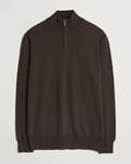 Morgano Extra Fine Merino Wool Half-Zip Dark Brown