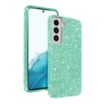 Case for Samsung Galaxy S22 Plus Semi-rigid Silicone Removable Glitters green