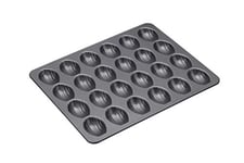 MasterClass KCMCHB92 Madeleine Tray with PFOA Non Stick, Robust 1mm Carbon Steel, 24 Hole Cake Mould, Grey