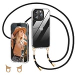 Dniodio Coque avec Cordon pour iPhone 15 Pro, Transparent Coque Collier Réglable Téléphone Étui Portable Lanyard Case Protection Complète Cover de iPhone 15 Pro(6.1")