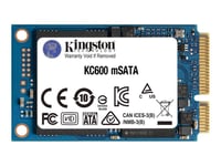 Kingston KC600 - SSD - chiffré - 512 Go - interne - mSATA - SATA 6Gb/s - AES 256 bits - Self-Encrypting Drive (SED), TCG Opal Encryption