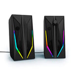 uRage Enceinte PC Gamer LED RVB/RGB Blast-R 200" (Haut Parleur Ordinateur PC, 5W, Système Dynamique d’Enceinte Gaming Lumineux, Alimentation USB, Jack 3.52mm)