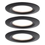 Paulmann 93081 Nova Plus LED spots encastrés incl. Coin kit de base fixe IP44 rund 78mm 3x6W 230V gradable 2700K Noir mat Spot projecteurs encastrés