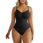 XS Seamless Skims Shapewear Body String Bantning Kvinna Magkontroll One Piece Faja Body Shapers Dam Body Suit Plus Size Black XS