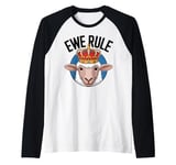 Ewe Rule Funny Female Sheep Farm Animal Pun Cute Raglan Baseball Tee