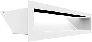 Grille de ventilation KRATKI AIR | Grille d'air chaud 9 x 40 cm | Blanc | Grille d'extraction pour ventilation de cheminée | Prise d'air à un angle de 45 degrés | résistant à la surchauffe