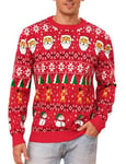 Gyabnw Christmas Sweater Men UK Funny Ugly Xmas Jumper Winter Knitted Outfits Tops Snowflake Tree Santa