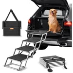 Escalier pour animaux de compagnie pour vehicules, rampe large pour chien a 4 marches, marchepied pliable en aluminium avec revetement antiderapant,