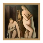 Kremlicka Three Women In Bath Painting Square Framed Wall Art Print Picture 16X16 Inch