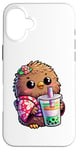 iPhone 16 Plus Kiwi Bird Drinking Bubble Tea Japanese Kimono Case