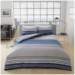 GC GAVENO CAVAILIA Polycotton Duvet Covers King Size, Striped Bedding Sets With Pillow Cases, Cosy Comforter Bed Set, Blue