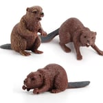 Figurines D'animaux Sauvages En Pvc, 3 Pièces/Ensemble, Reproduction De La Forêt, Badger, Wolverine, Cerf, Ours, Jouet, Cadeau Pour Enfants