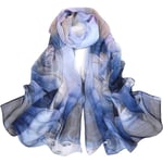 Blå, 160 * 50 cm Dam Silke Scarf Dam Sjal Chiffon Elegant