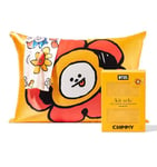 BT21 x Kitsch Satin Pillowcase with Zipper Closure, Softer Than Mulberry Silk Pillow Cases Standard Size 1 Pack, Cooling Pillow Covers Queen for Hair, Skin Health & Beauty Sleep, 19x26 in, Chimmy