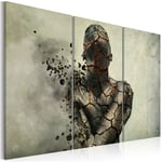 Tableau sur toile en 3 panneaux décoration murale image imprimée cadre en bois à suspendre L'homme de pierre - triptyque 120x80 cm