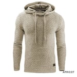 (Khaki2-M） Verryttelypuku Miesten merkki Miesten Solid Huppari + Housut Seti Miesten Huppari