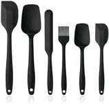 Silicone Spatulas Set,Bakeware Set of 6 Non-Stick Ergonomic Cooking Baking,600°F Heat-Resistant & BPA Free Silicone Scraper Spatulas for Nonstick Cookware,Dishwasher Safe -Black