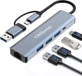 Adaptateur USB Ethernet 1000 Mbit/s Adaptateur Ethernet USB C, Adaptateur RJ45 USB C mit 3 *USB 3.0 & USB C Ports, USB C Auf Ethernet Adapter für Mac/Windows XP/Linux/Chromebook.[G142]