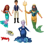 Mattel Disney La Petite Sirène Coffret Les Aventures D’Ariel À Collectionner Avec 4 Mini-Poupées Ursula, Prince Éric, Roi Triton Et Ariel Avec Accessoires, Jouet Enfant, Dès 3 Ans, HLX19