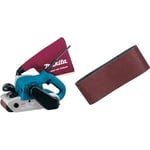 Makita 9403J Ponceuse À Bande 1200 W 100 x 610 mm & 5 BANDES ABRASIVES MAKITA 100X610 MM GRAIN 40 POUR BOIS MÉTAL-P368870-40