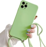 Coque Iphone 13 Pro Max 6.7"" Avec Cordon De Collier, Silicone Tpu Étui Protectrice Housse Réglable Téléphone Lanyard Case Cover Mince Antichoc Coque Pour Iphone 13 Pro Max - Vert