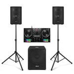 VX0812BT 2.1 Active DJ Speaker Package with Hercules Inpulse 500 DJ Controller