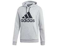 Adidas Men Must Haves Badge of Sport French Terry Hooded Sweatshirt - Medium Grey Heather/Black, X-Large