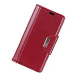 Mipcase Flip Phone Case with Magnetic Buckle, Leather Phone Cover with Card Slots and Wallet, Shockproof Kickstand Phone Shell for HUAWEI nova 2 Plus (Dark Red)