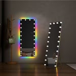 Fenchilin - Miroir sur pied avec lecteur Bluetooth, miroir au sol avec éclairage rgb, miroir en pied avec éclairage led pour dressing miroir de