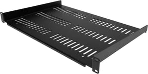 Étagère Rack 19 Pouces 1U - Plateau Rackable Universel Ventilé - Étagère Cantilever Baie De Brassage 19"" - Rangement Rack - Max 25Kg - Profondeur 30,5Cm (12"") - Noir (Shelf-1U-12-F[VID063334]