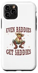 Coque pour iPhone 11 Pro Funny Cowboy Frog Even Baddies Get Saddies Citation Yee Haw Des