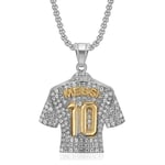 HNSP Lionel Messi nummer 10 Jersey hängande kedja halsband för män Pojke Fotboll Fan Fotboll Man Hip Hop Smycken Tillbehör Silvery