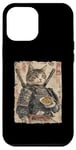 Coque pour iPhone 12 Pro Max Samurai Cat Loves Ramen Anime Drôle Anime Art Japonais Samouraï